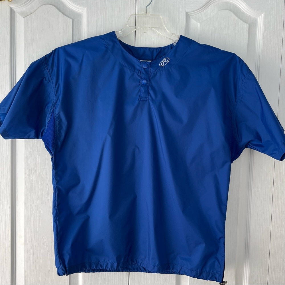 Rawlings Men's Royal Blue 1/4 Snap Pullover Baseball Batting Practice Top S